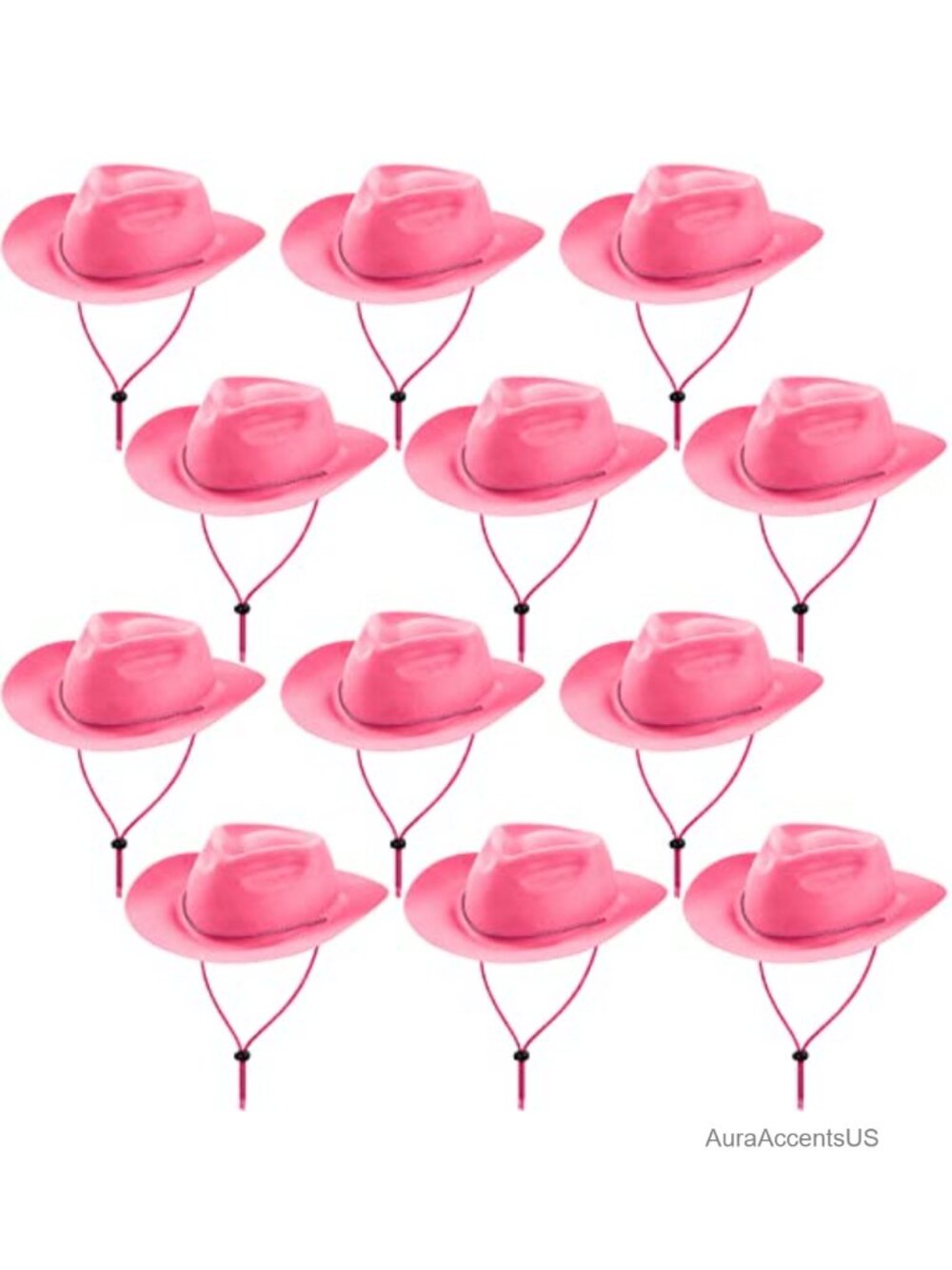 12 Pack Plastic Felt Cowboy Hats Wide Brim Western Party Costume